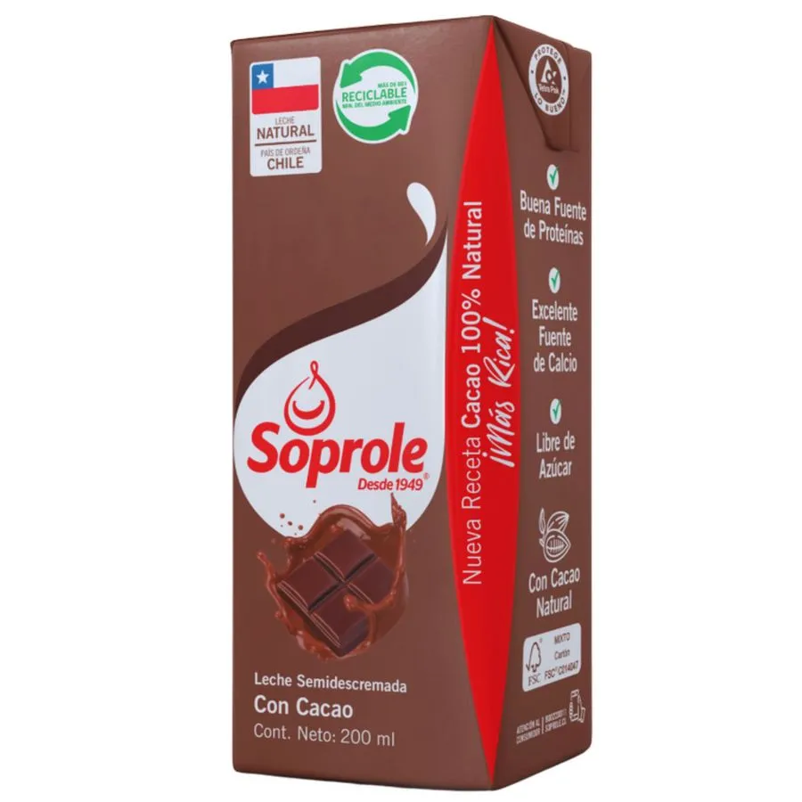 [P10014] LECHE SEMIDESCREMADA CHOCOLATE  200 ML (SOPROLE) 