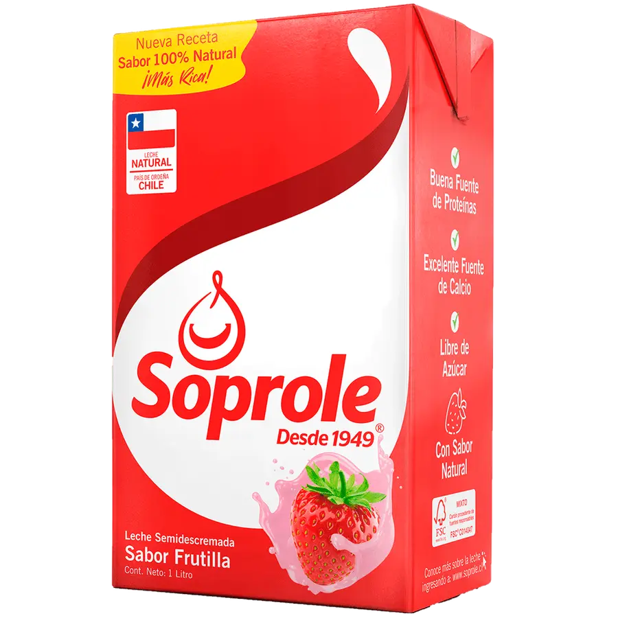 LECHE SEMIDESCREMADA FRUTILLA 1 LT 