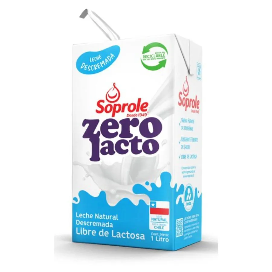 [P7080] LECHE SIN LACTOSA DESCREMADA 1 LT ZEROLACTO (SOPROLE)