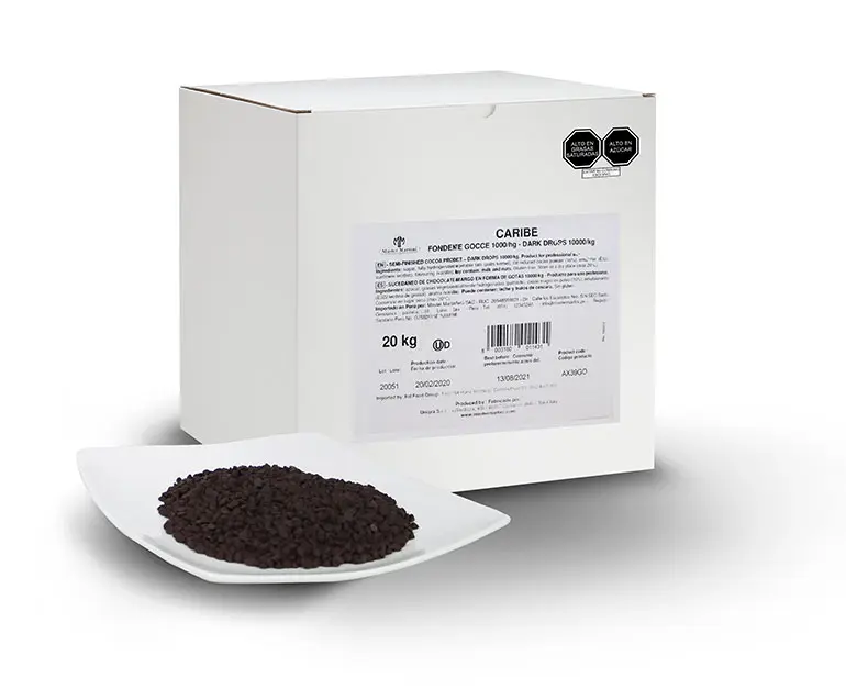 🍫 Chocolate Caribe Dark Gotitas – Caja 20 kg 
