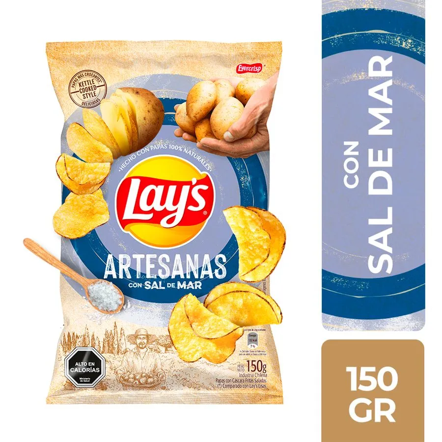 [P10654] Papas Fritas Lay's Artesanas Sal de Mar 150 g 