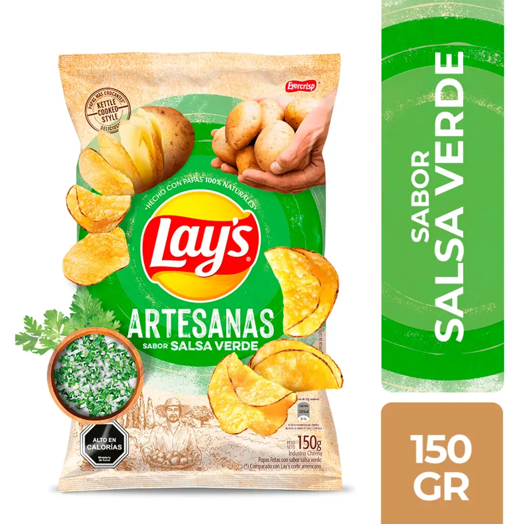 [P2095] 🥔 Papas Fritas Lay's Artesanas Salsa Verde – 150 g 