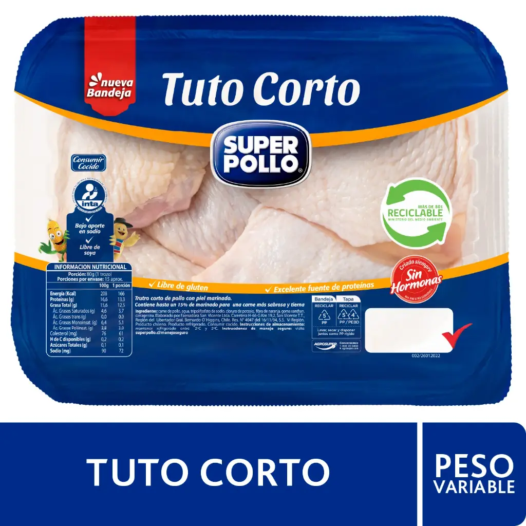 Tuto Corto Super Pollo 800 g Aprox 