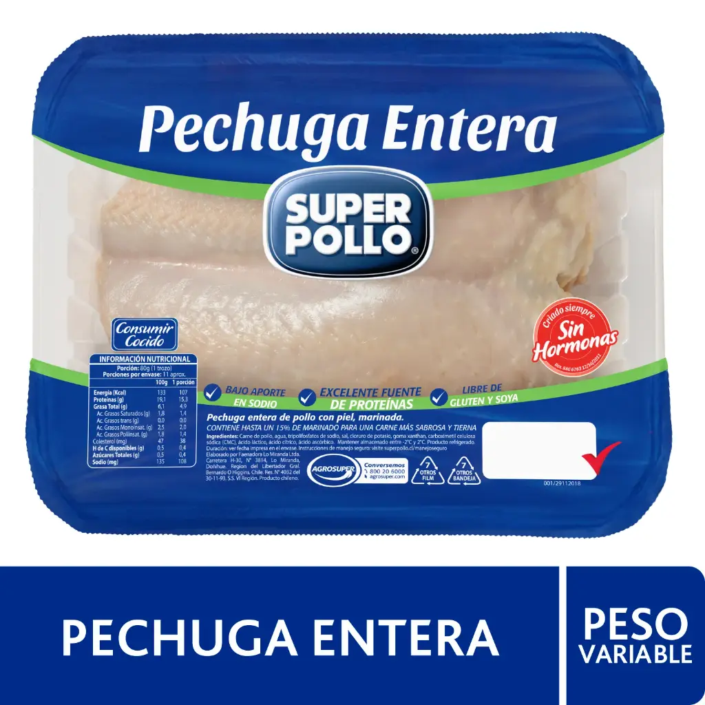 Pechuga de Pollo Entera kg 