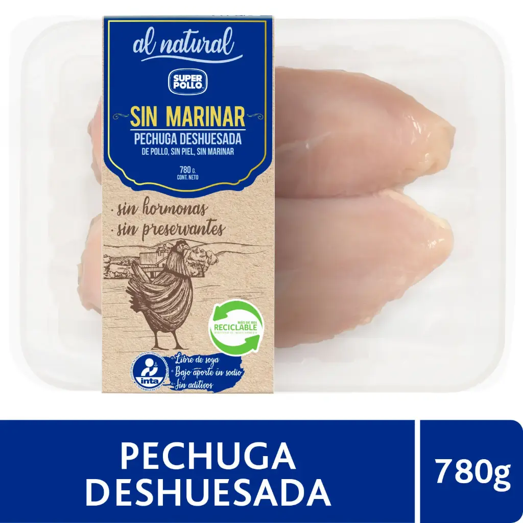 Pechuga de Pollo Deshuesada Sin Piel Al Natural Super Pollo 780 g 