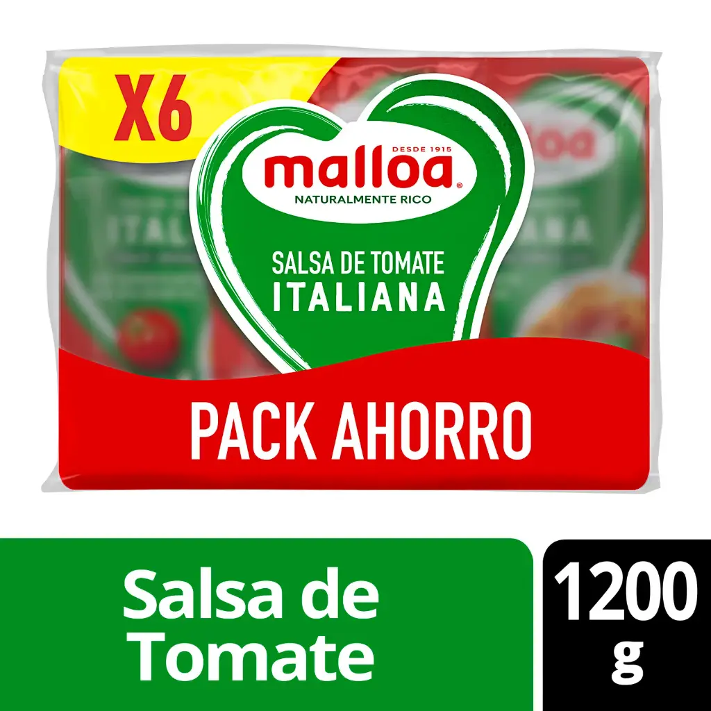 Salsa de Tomate Malloa Italiana 200 g 6 un. 