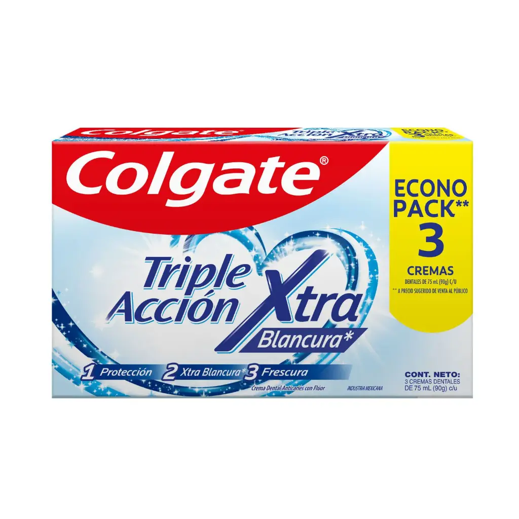 Pasta Dental Colgate Triple Acción Extra Blanco 90 g 3 un. 