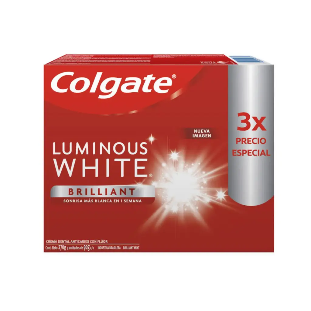 Pasta Dental Colgate Luminous White 90 g 3 un. 