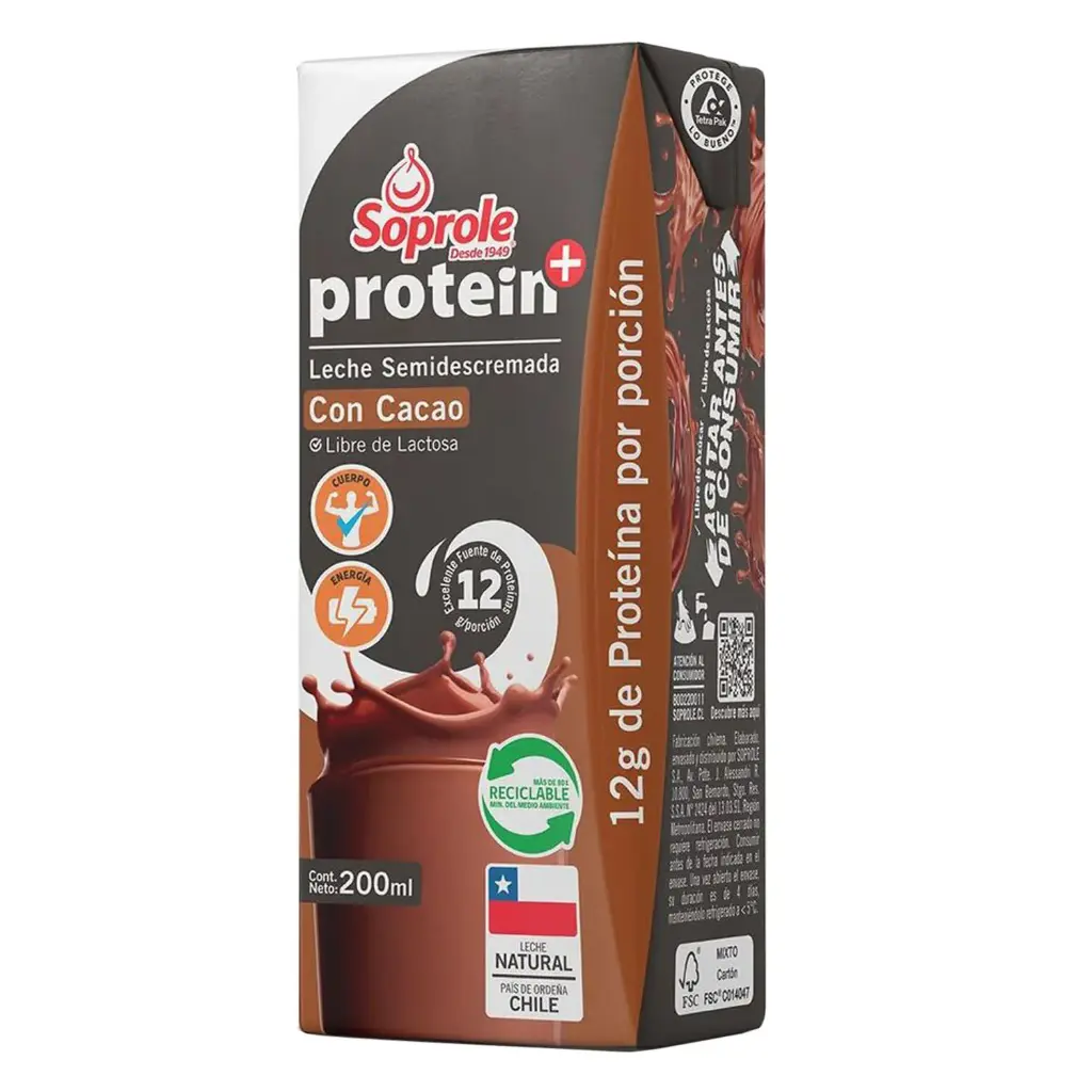 🥛🍫 Leche Soprole Proteína Sabor Chocolate – 200 ml 
