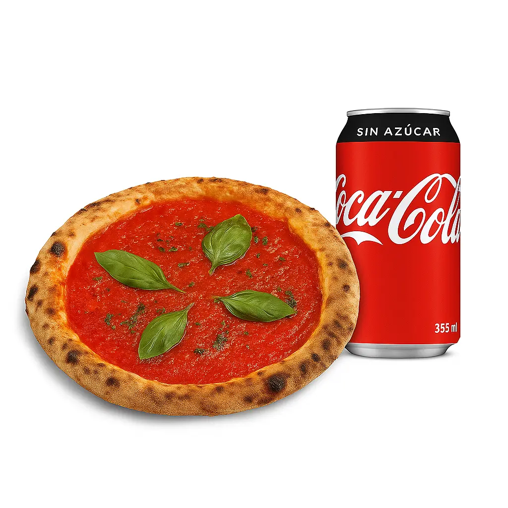 🍕🥤 Combo Pizza Napolitana Individual Marinara – 20 cm + Bebida Lata 355 ml 