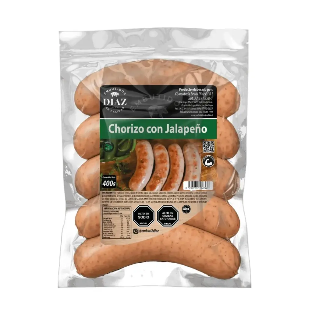 [P7187] 🌶️ Chorizo con Jalapeño Embutidos Díaz 400 g