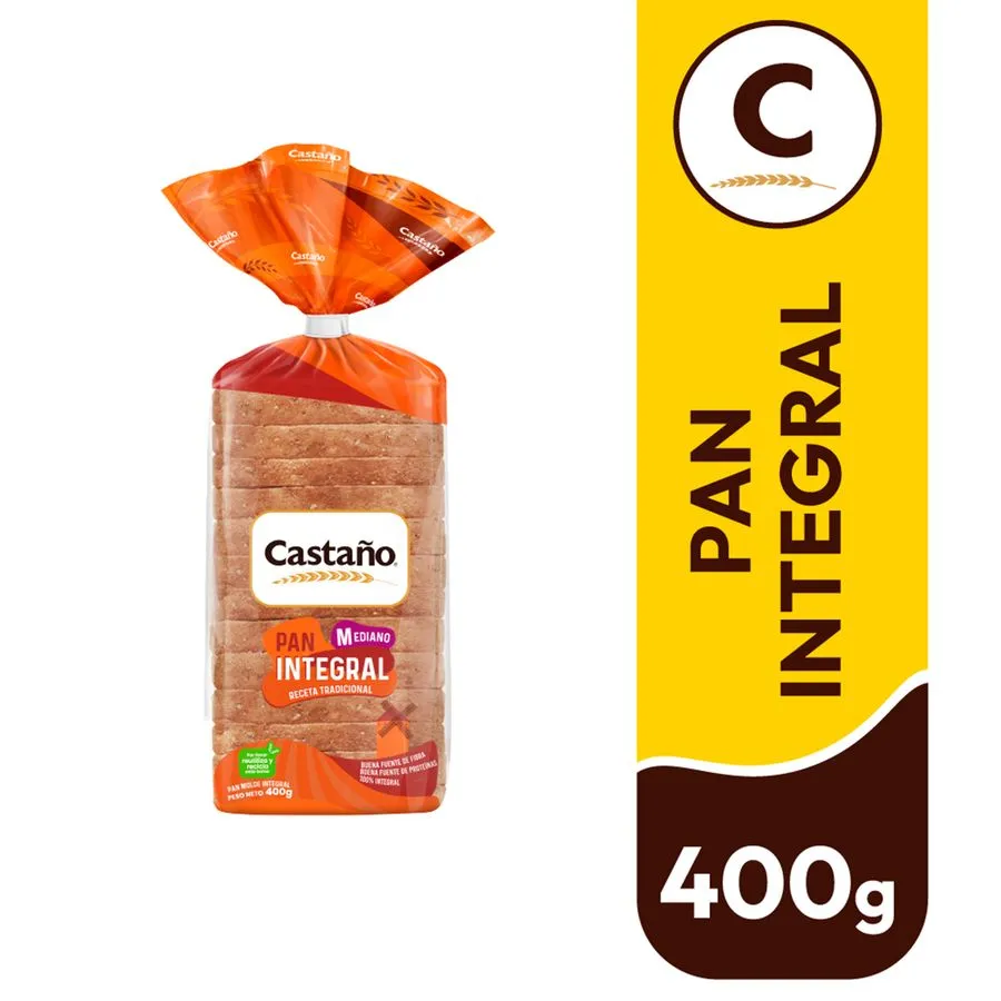 [P7671] 🍞 Pan Molde Integral Castaño Mediano 400 g
