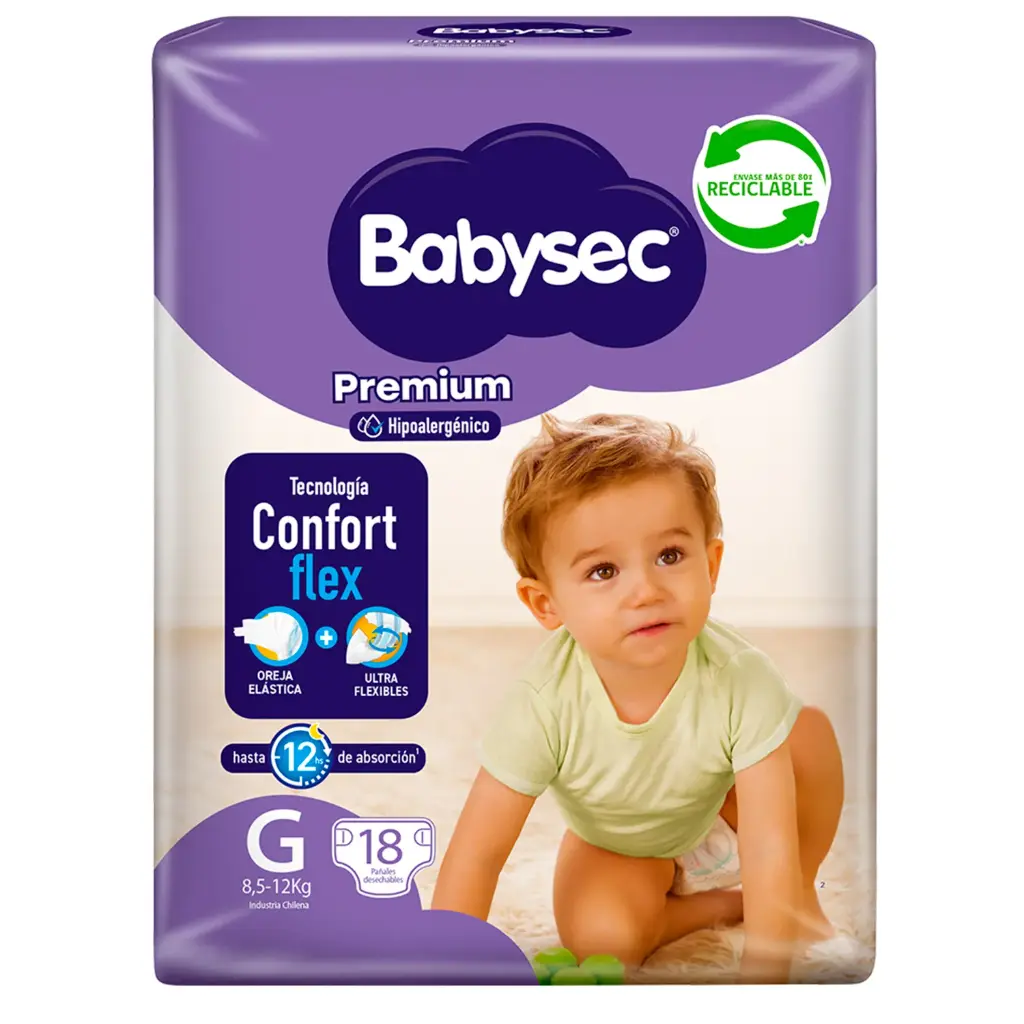 [P7374] Babysec Premium Pañales Desechables Talla G (18 Unidades)