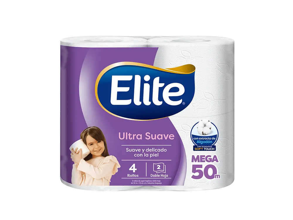 [P20006] 🧻 Elite Papel Higiénico Ultra Suave Doble Hoja 50 m – Pack 4 Rollos