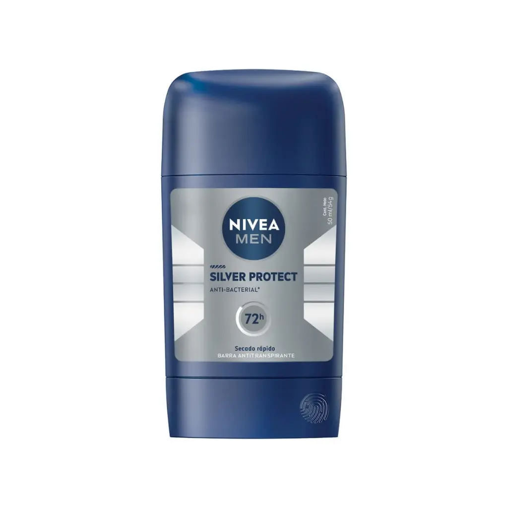 [P20017] 🛡️🌬️ NIVEA MEN Antitranspirante Silver Protect – Barra 50 ml
