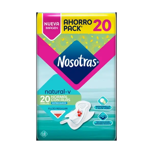 🩸 Nosotras Toallas Femeninas Normal con Alas 20 unidades