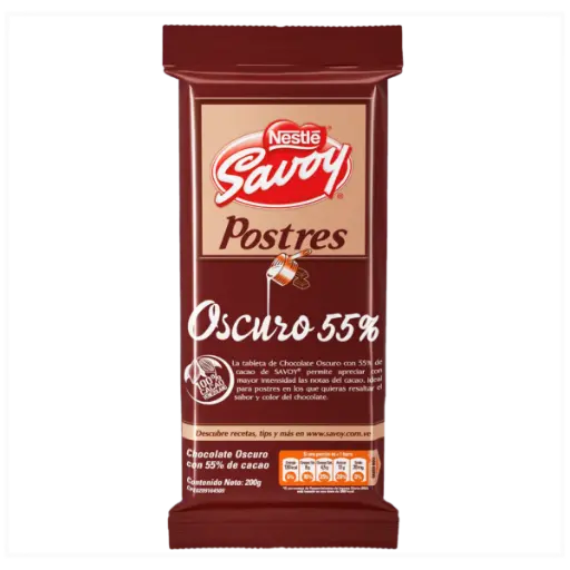 [CHS006] Chocolate Savoy Para Postres Oscuro 55% 200 gr