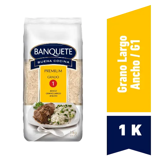 Arroz Grado 1 Banquete Premium Grano Largo y Ancho 1 kg