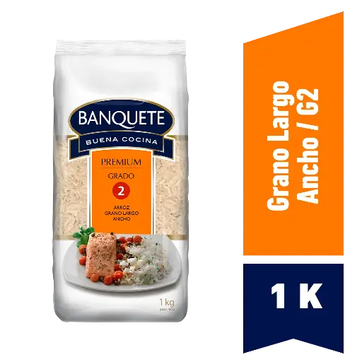 Arroz Grado 2 Banquete Premium Grano Largo y Ancho 1 kg