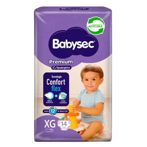 [P7658] Babysec Premium Pañales Desechables Talla XG (14 Unidades) 